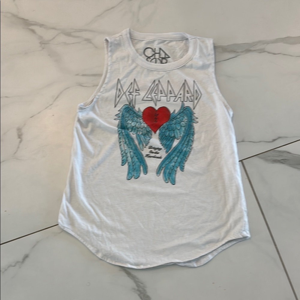 Chaser White and Blue Tank Top with Artistic Design